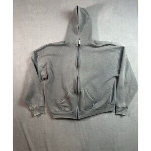 Vintage Russell Athletic Hoodie Mens 2XL Dark Gray Full Zip Boxy Blank 90s
